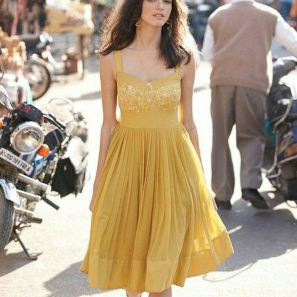 Anthropologie Yellow Midi Dress